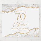 Elegant White Gold Agate 70th Birthday Party スパークリングワインラベル (シングルラベル)