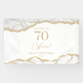 Elegant White Gold Agate 70th Birthday Party 横断幕 (横)