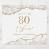 Elegant White Gold Agate 80th Birthday Party スパークリングワインラベル (シングルラベル)