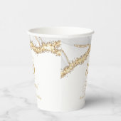 Elegant White Gold Agate 80th Birthday Party 紙コップ (右)