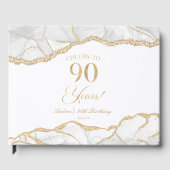 Elegant White Gold Agate 90th Birthday Party ゲストブック (正面)