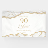 Elegant White Gold Agate 90th Birthday Party 横断幕 (横)
