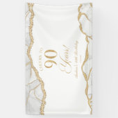 Elegant White Gold Agate 90th Birthday Party 横断幕 (縦)