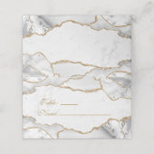 Elegant White & Gold Agate Birthday Dinner  プレイスカード (外部開封)