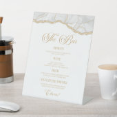 Elegant White Gold Agate Party Bar Menu 台座サイン (インサイチュ)