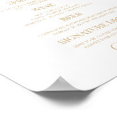 Elegant White Gold Agate Party Bar Menu Sign ポスター (角)