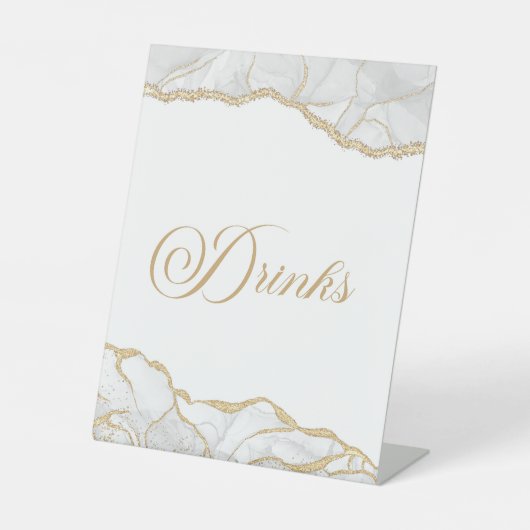 Elegant White Gold Agate Party Drinks 台座サイン (正面)