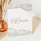 Elegant White Gold Agate Party Drinks 台座サイン