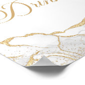 Elegant White Gold Agate Party Drinks Sign ポスター (角)