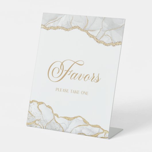 Elegant White Gold Agate Party Favors 台座サイン (正面)