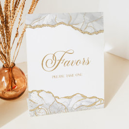 Elegant White Gold Agate Party Favors 台座サイン