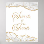 Elegant White Gold Agate Sweets and Treats Sign ポスター (正面)