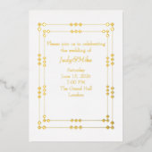 Elegant White & Gold Art Deco Foil Invitation 箔招待状 (正面)