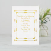 Elegant White & Gold Art Deco Foil Invitation 箔招待状 (立ち正面)