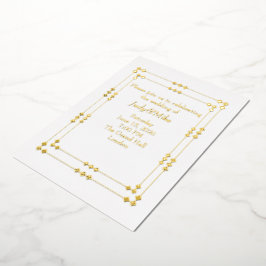 Elegant White & Gold Art Deco Foil Invitation 箔招待状