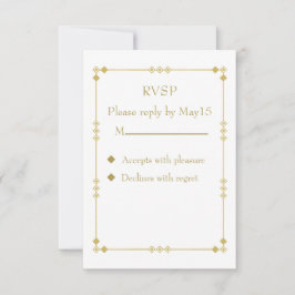 Elegant White & Gold Art Deco RVSP 出欠カード