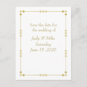 Elegant White & Gold Art Deco Save the date card 案内ポストカード (正面)