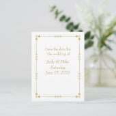 Elegant White & Gold Art Deco Save the date card 案内ポストカード (スタンド正面)