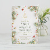 Elegant White & Gold Christmas Party Invitation 招待状 (スタンド正面)