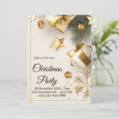 Elegant White & Gold Christmas Party Invitation 招待状 (スタンド正面)