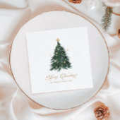 Elegant White Gold Christmas tree スタンダードカクテルナプキン