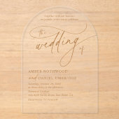 Elegant White Gold Floral Arch Wedding  アクリル招待状 (正面)