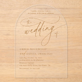 Elegant White Gold Floral Arch Wedding  アクリル招待状