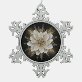 Elegant White & Gold Floral Ornament スノーフレークピューターオーナメント