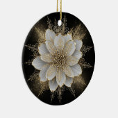 Elegant White & Gold Floral Ornament セラミックオーナメント (右)