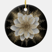 Elegant White & Gold Floral Ornament セラミックオーナメント (裏面)