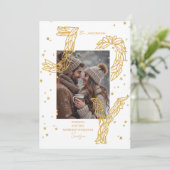 Elegant White & Gold Laurel Joy Photo シーズンカード (スタンド正面)