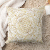 Elegant White Gold Mandala Floral  クッション (ブランケット)