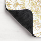 Elegant White Gold Mandala Floral  マウスパッド (コーナー)