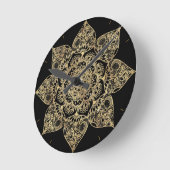 Elegant White Gold Mandala Floral  ラウンド壁時計 (傾斜)