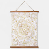 Elegant White Gold Mandala Floral 吊り下げ型タペストリー (正面)