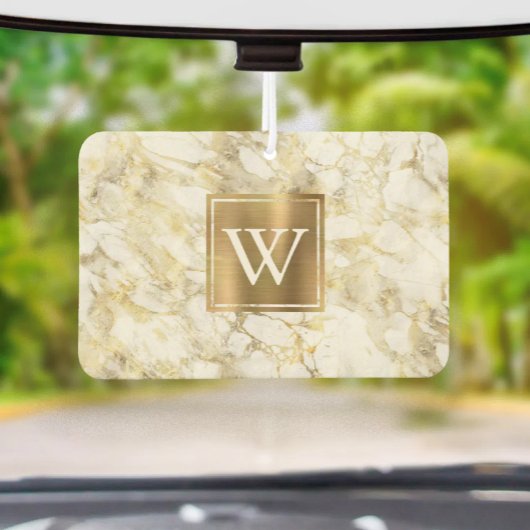 Elegant White Gold Marble Monogram カーエアーフレッシュナー