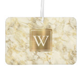 Elegant White Gold Marble Monogram カーエアーフレッシュナー (裏面)