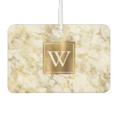 Elegant White Gold Marble Monogram カーエアーフレッシュナー (正面)