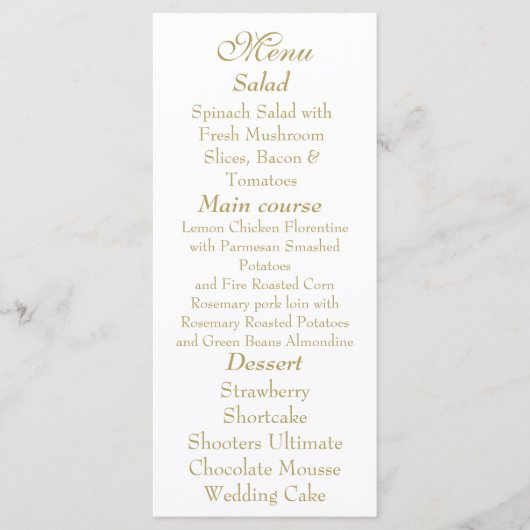 Elegant White & Gold Menu card メニュー (正面)