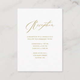 Elegant White Gold Modern Script Wedding エンクロージャーカード
