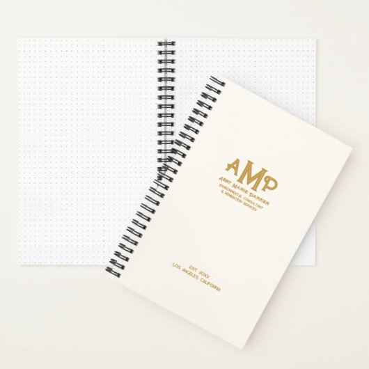 Elegant White Gold Monogram Bullet Page Journal ノートブック (内側)