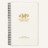 Elegant White Gold Monogram Bullet Page Journal ノートブック (正面)