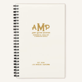Elegant White Gold Monogram Bullet Page Journal ノートブック