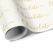 Elegant White Gold Script Chocolate Business ラッピングペーパー (ロールコーナー)