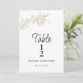 Elegant white gold simple floral Table Number 招待状 (スタンド正面)