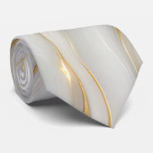 Elegant White Gray & Gold Marble Swirl Luxury ネクタイ (ロール)