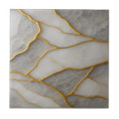 Elegant White & Gray Marble with Gold Veins Luxury タイル (正面)