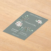 Elegant White & Green Acrylic Wedding Invitation アクリル招待状 (レイダウン)