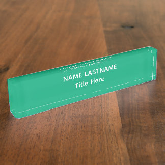Elegant white & green custom name Desk Nameplate デスクネームプレート