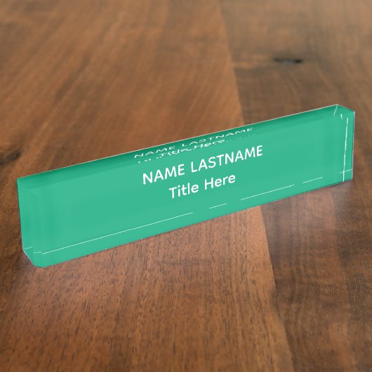 Elegant white & green custom name Desk Nameplate デスクネームプレート (側面)
